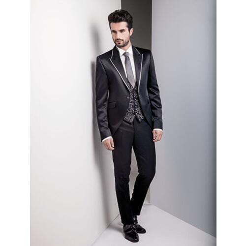 Custom dress peak lapels the groom, holds the wedding groomsman men fit/form/ball coat wedding man(coat + pants + tie + vest)