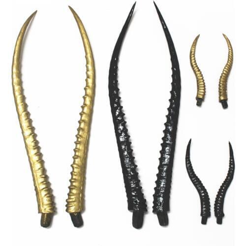 Handmade Black Simulation Plastic Antelope Horn Cosplay DIY Headband Artificial Horns Accessories Halloween Prop