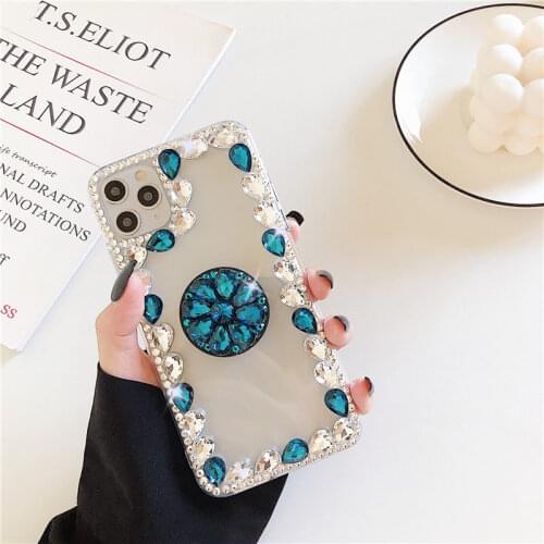Luxury Acrylic Diamond Phone Case For Samsung A21s A21 A20s A12 A20 A10 M80s M60s M51 M40s Glitter Stand Rhinestone Clear Cover