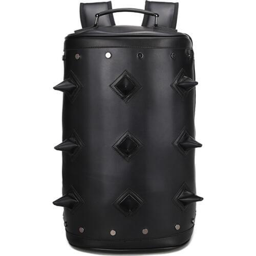 JIEROTYX New Arrival Famous Design Bag Women Korean Tidal RIVET Backpack Leather Women Cylinder Ball Backpacks Travel Bag Punk