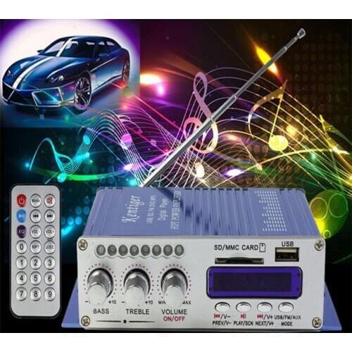 Blue Car Amplifier Bluetooth Digital USB Power Household 12V Mini Hi-Fi Stereo Audio AMP with Remote Control For FM/MP3/SD/USB