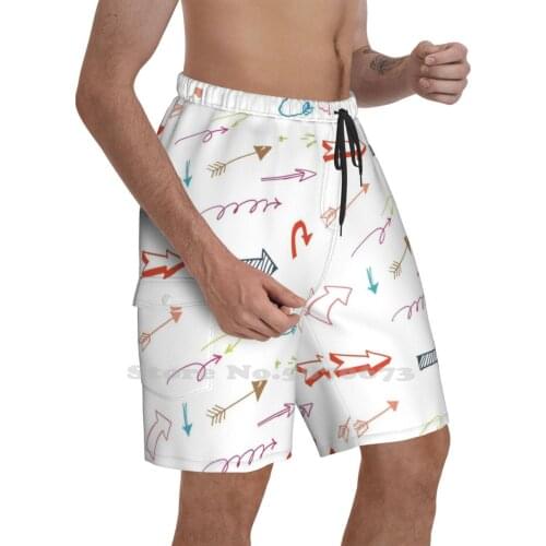 Arrows Quick Dry Swimming Beach Shorts Symbol Arrow Handwriting E Paper Graphics Pencil Pattern Sign Graphic Design Diagram
