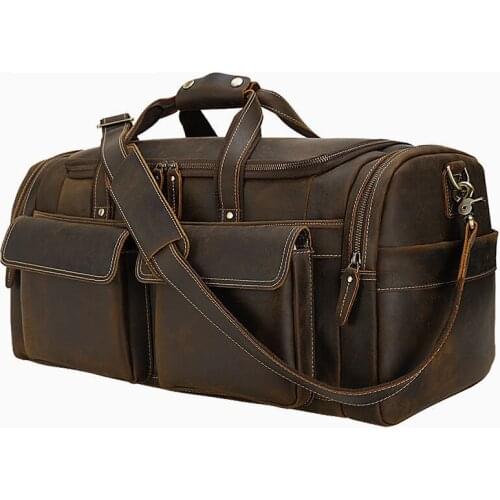 Shoulder Bag Handbags Dual Use Black Fashion Genuine Leather Travel Bag 100% Soft Cowhide Duffle Bag for Weeked 17" Laptop