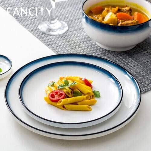 FANCITY Steak plate, home creative dish plate, personality steamed fish dish, ceramic fish dish