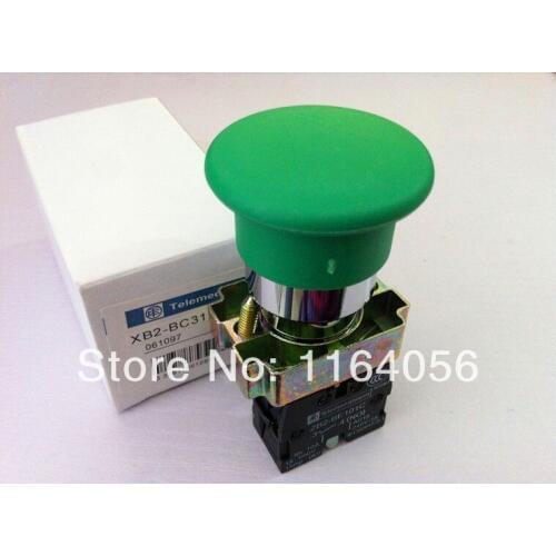 XB2 BC31 1 NO Momentary Mushroom Head Push Button Switch N/O Green