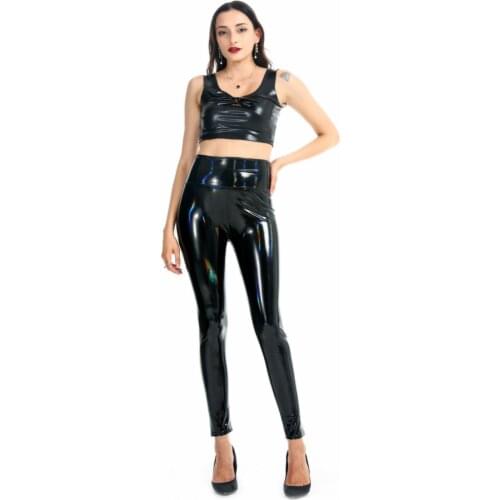 2021 Newest Women Bright leather Comfort High Waist Mini Pencil Skirt Party pu latex fabric Bright Leather pants and skirt