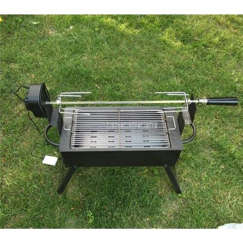 Iron Metal Foldable BBQ Grill Electric Charcoal Grill Automatic Flip Barbecue Stove for Outdoor Picnic Garden Party Roasting