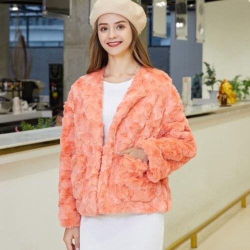 ZADORIN Korean Fashion Candy Color Faux Rabbit Fur Coat Winter Jacket Women Oversize Orange Faux Fur Fuzzy Jacket Ladies Coats