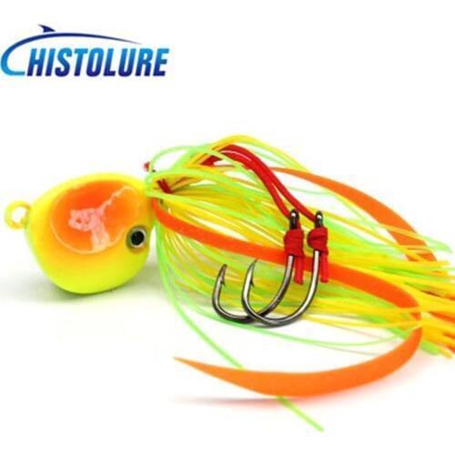 HISTOLURE 1pcs 40g Lead jig head with skirt hook Fishing Bait Mental Fishing jigging Bait Artificial Deep Sea Fishing Tackle
