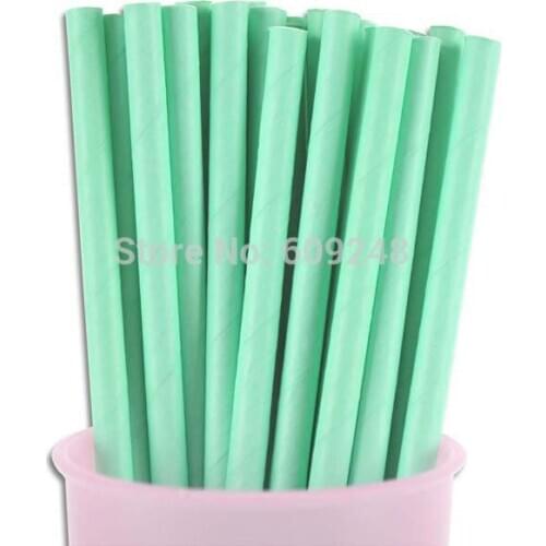 100pcs Mixed Colors Plain Light Green Paper Straws, Cheap Party Supplies Solid Color All Light Green Paper Drinking Straws