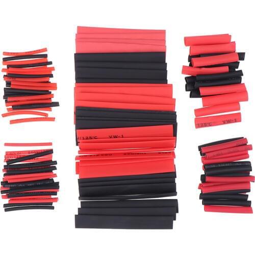 127Pcs Weatherproof heat shrink sleeving tubing tube assortment kit black glue