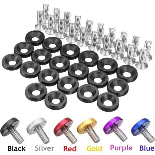 20pcs M6x15mm CNC Aluminum Car Styling Universal Bumper Stickers Password for Fender Washer Bolt Engine Bay Dress Up Kit