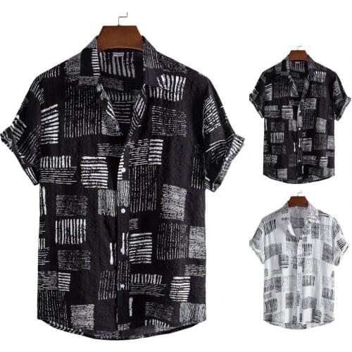 2021 Fashion Short Sleeve Men Shirt Turn-down Collar Soft Print Loose Summer Shirt Streerwear M, L, XL, 2XL, 3XL лета кашуля