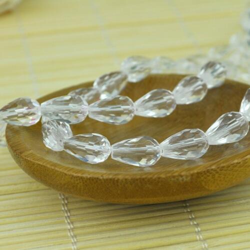 60pcs/lot Crystal Tear Drop Beads Straight Hole 11x8mm Clear Faceted DIY Bead Curtains Chandelier Light Jewelry Necklace Making