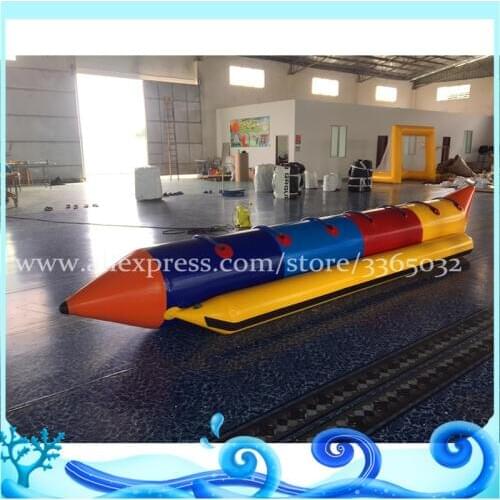 8 person customized colorful inflatable PVC banana boat for sales with 0.9mm PVC tarpaulin best quality