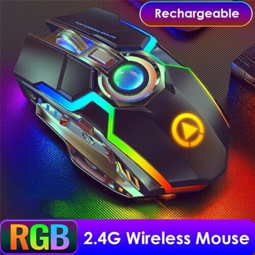 A5 Gaming Mouse Rechargeable Wireless Silent 1600 DPI Ergonomic RGB LED Backlit 2.4G USB Receiver For Laptop Computer