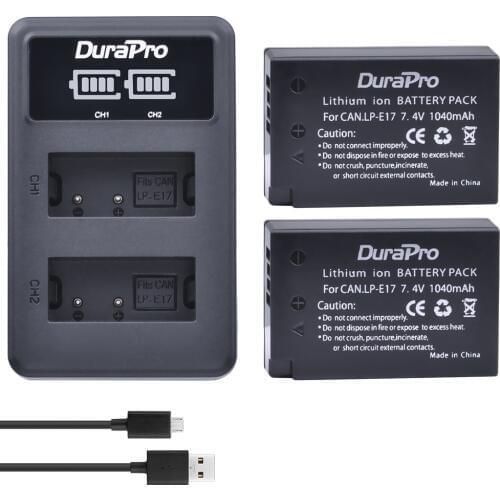 2pc LP-E17 LPE17 LP E17 Rechargeable Battery+ LED Dual Charger for Canon EOS Rebel T6i 750D T6s 760D M3 800D 8000D Kiss X8i