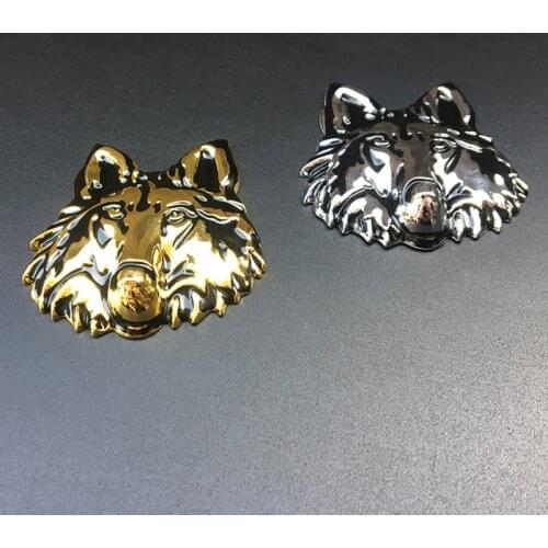 Auto Exterior Decoration Metal Wolf Head Emblem Sticker 3D Funny Designs Tuning Decal For Toyota Carola Rav4 Suzuki Jimny Bandit
