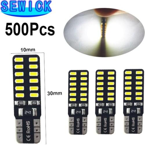 500pcs Car T10 LED 194 168 W5W 3014 SMD 24 LED Auto Clearance Light Parking lamps Side Light Bulb DC12V