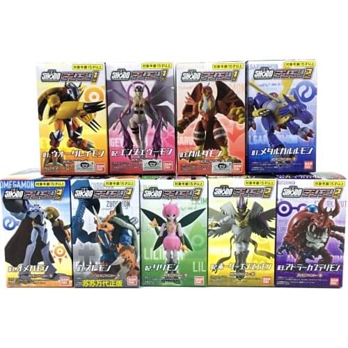 Bandai SHODO Digimon Adventure Palm Action 1 Fighting Tyrannosaurus Omegamon 3 Sacred God Beast Figure Model