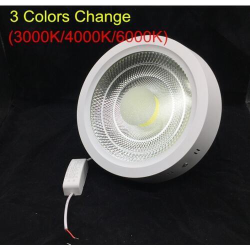 Free shipping 10W/15W Round 3 Colors Change (3000K/4000K/6000K) Surface Downlight lighting Indoor light AC 110-240V + Driver