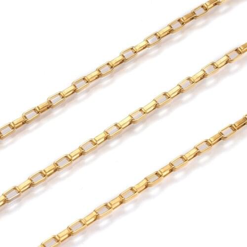 10m/roll Unwelded 304 Stainless Steel Box Chain Link Chain Rectangle with Spool for Jewelry Making DIY Necklace Fidnings 4x2x1mm