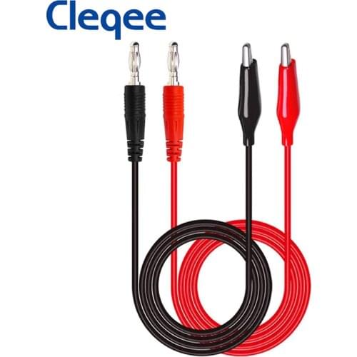 Cleqee P1038 1Set Double Stitch Alligator Test Lead Clip To Probe Cable For Multimeters