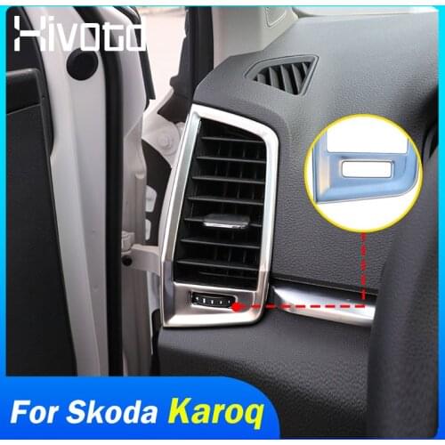 For Skoda Karoq 2018-2020 Accessories Car Front Air Outlet Cover Stainless Steel Auto Air Vent Panel Outlet Shell Chrome Trim