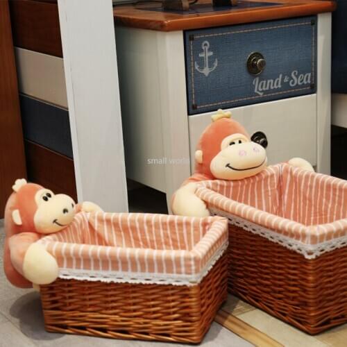 Rattan storage basket creative desktop storage basket key snack sundries basket cosmetic storage box organizer cabinet household