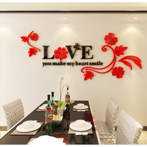 Creative Flower vine Acrylic mirror Wall Stickers Living room TV wall DIY art decor stickers Home decoration