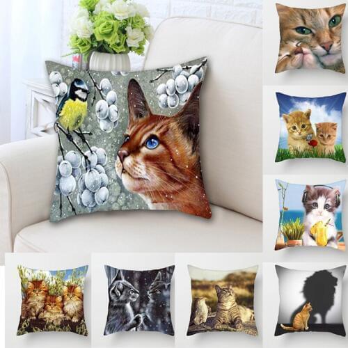 Square Cushion Cover Decoration Pillows For Sofa Pillow Cover Car Pillow Case Nordic Home Decor 45*45 Cats Pattern