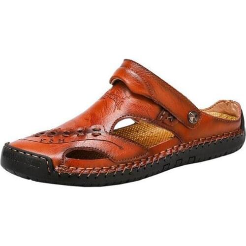 Mens Casual Breathable Handmade Leather Sandals