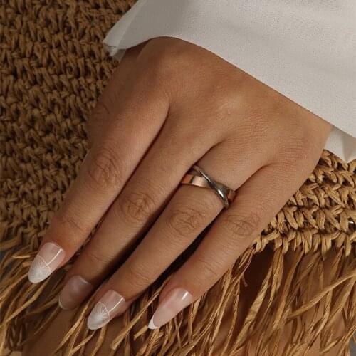 MANGOSKY Fashion 4mm Stainless Steel Ring For Men And Women 2 Set Rings