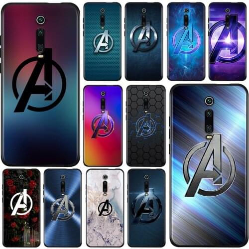 Marvel Avengers Logo Marble For Xiaomi Redmi 9T 9I 9AT 9A 9C 9 8A 8 7A 7 6A 6 5A 5 4X PRO Prime Plus Black Soft Phone Case