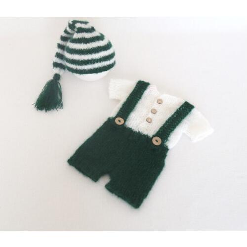 Latest Newborn Baby Christmas Clothes Soft Mohair Baby Boy Bonnet Newborn Overalls Photography Props Christmas Costume
