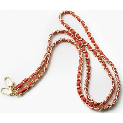 New Bag Chain Accessories Detachable Replacement Shoulder Bag Strap Metal PU Leather Fashion Womens Bag Chain 120cm