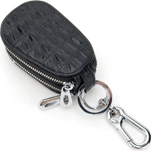 Brand New Fashion Genuine Leather Men Car Key Wallets Women Alligator Key Bag Double Zippers Multifunctional Home Key Case