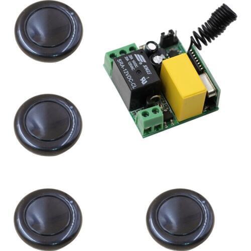 AC 220V 1CH 10A Relay Wireless Remote Control Switch Remote Power ON/OFF , Receiver + 4 X Button Transmitter , 315Mhz/433Mhz