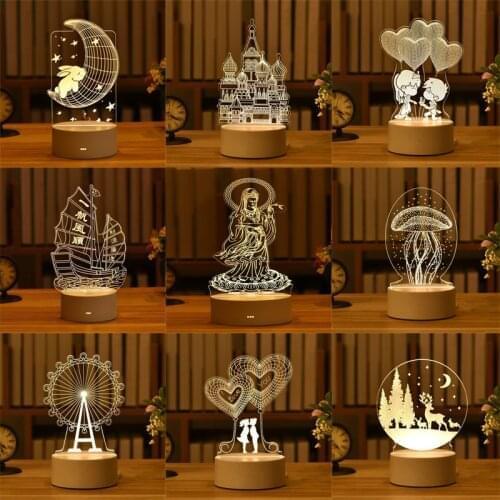 Boys and girls birthday Valentines day gift gifts creative touch colorful 3d night light plug-in USB