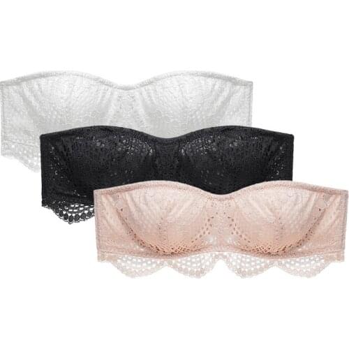 Half Cup Strapless Bras For Women Wedding Dress Low Back Invisible Push Up Comfortable Lace Bra Top Backless Sexy Lingerie A B C