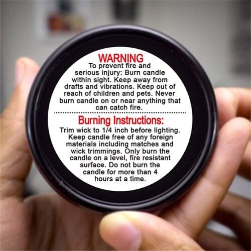 Candle warning label 500pcs / roll 3.8cm candle jar container sticker waterproof candle safety label, vow sticker label