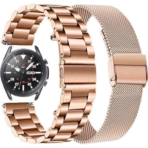 2PCS Mesh & Soild Stainless Steel Watchband for For Samsung Galaxy Watch 3 41/45mm Active 2 40/44mm gear sport Watch Band Strap