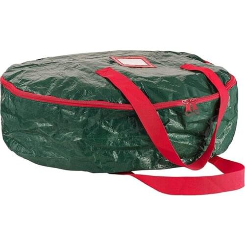 Christmas Wreath Storage Bag 23.62Inch Garland Holiday Container Featuring Handles And Transparent Card Slot