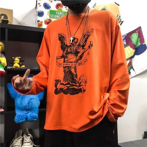 Harajuku style streetwear 2020 Spring summer angel print t shirt loose short sleeve O-neck T-shirt women/men clothing tops tee