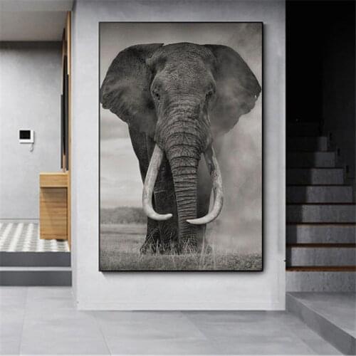 African Wild Elephant Canvas Art Posters And Prints Animals in the Dark Canvas Paintings On the Wall Art Pictures Home Decor