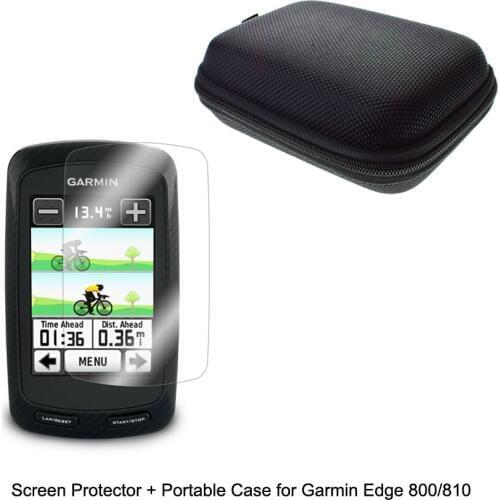 Outdoor Traveling Protect Portable Case Bag+Clear Screen Protector Shield Film for Garmin GPS Edge 800 / 810