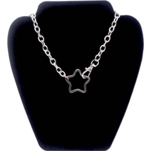 Necklace Womens Five-Pointed Star Choker Short Neck Ornament Neckband Punk Silver Color Choker Collar
