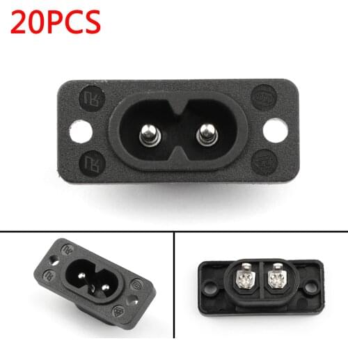 Artudatech 20PCS IEC320 C7 2 Pin FeMale Power Socket With Switch 2.5A 250V For Boat AC-20A