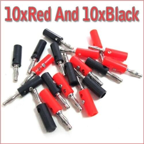 20 PCS Silver PLATED SPEAKER WIRE CABLE BANANA 4MM PLUG BLACK RED CONNECTOR SET