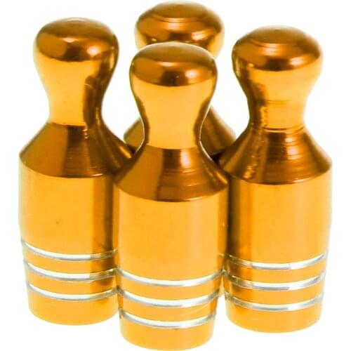 4X Car Bicycle Wheel Tire Air Valve Stems Dust Cover Bowling Type Gold